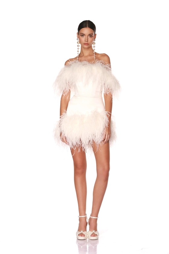 Lola Blanc Strapless Feather Mini Dress | La Danse Blanche | Fall 2024 Bridal