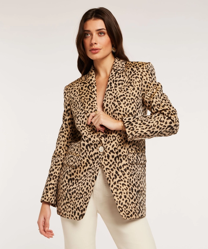 CHARLIZE regular fit blazer met leopard dessin - Leopard | JOSH V | Official online shop