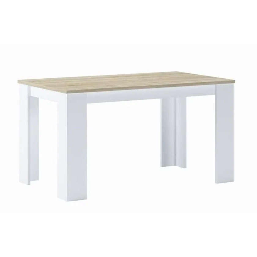 Skraut Home - Table de salle à manger et séjour, rectangulaire, chêne clair et blanc, 138x80x75cm jusqu'à 6 convives