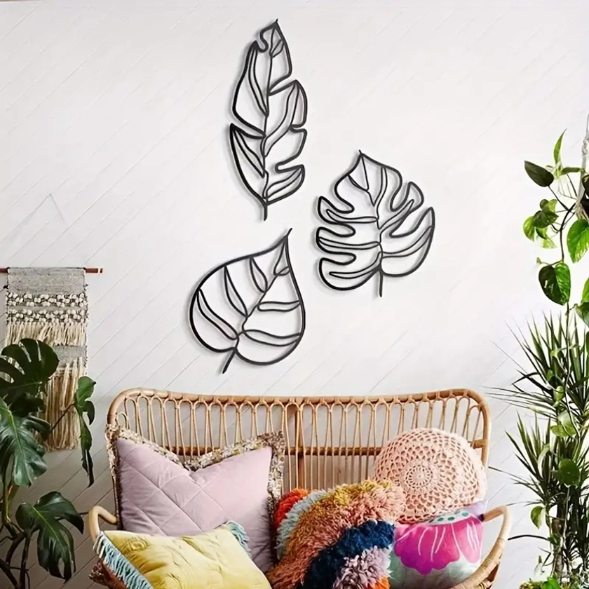 3pcs, Animula Three Leaves Wall Decoration, Wall Hanging Art, Room Decor, Home Decor, Holiday Decor, Festivals Decor, Sence Decor, Bedroom Decor, Living Room Decor, Entrance Decor, Background Decor, Wall Decor