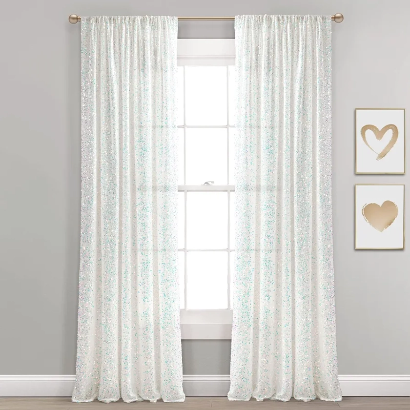 Lush Decor Ballgown Glam Sparkle Sequins Window Curtain Single Panel, 52" W x 84" L, Multi
