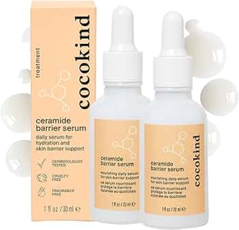 Cocokind Ceramide Barrier Serum, Hydrating Serum to Reduce Dryness, All Skin Types including Sensitive Skin, Fragrance Free, Cruelty Free, 1 fl oz (2 Pack)…