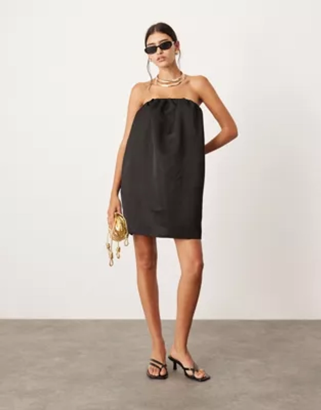 ASOS EDITION bandeau heavy satin mini dress in black | ASOS