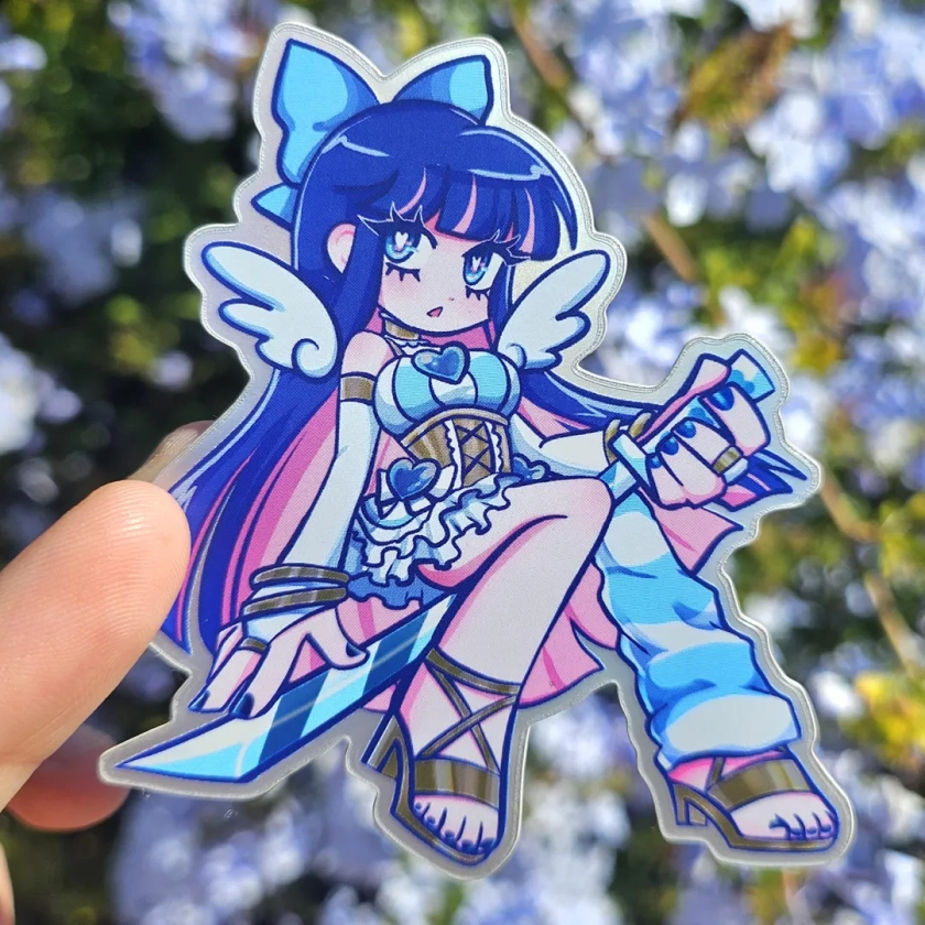 3" holographic angel stocking sticker