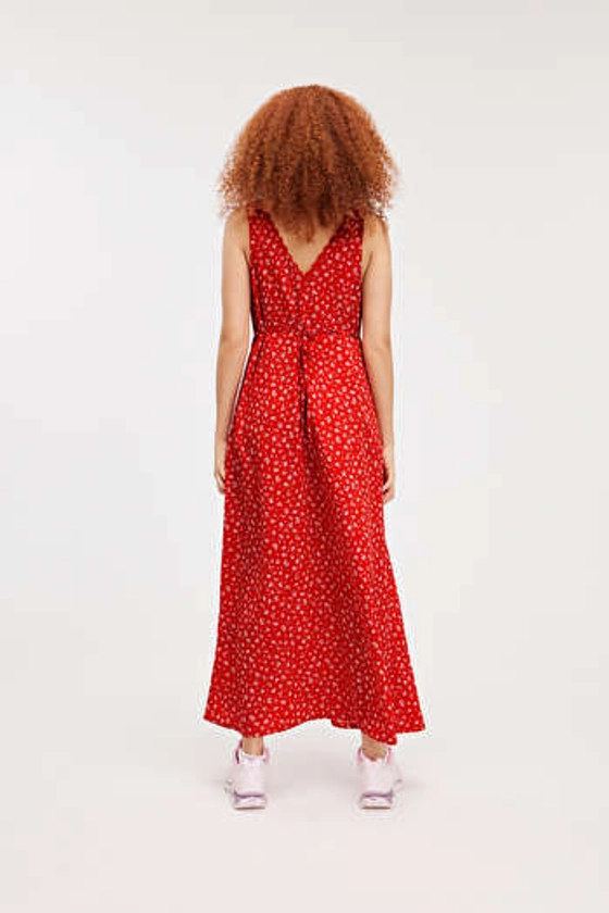 V-neck Maxi Dress - Red Floral - Monki GB