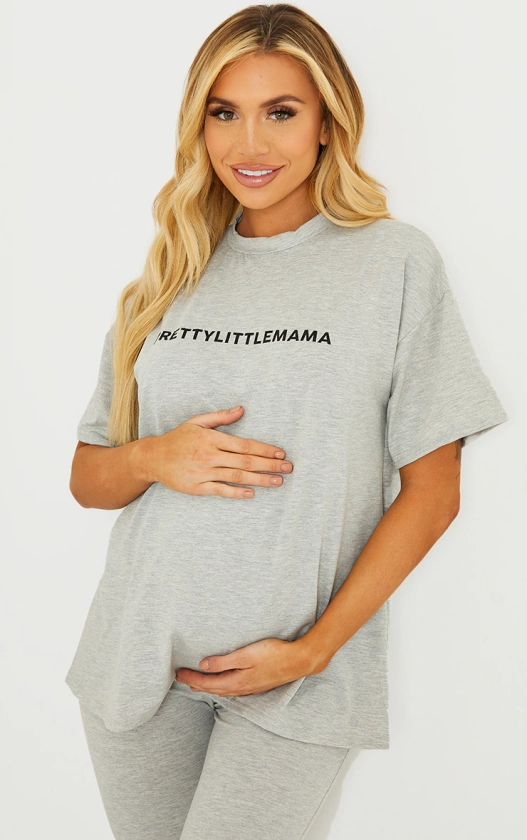 PRETTYLITTLEMAMA Maternity Grey Oversized T Shirt