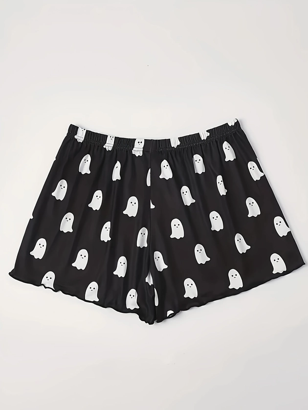 Cartoon Ghost Lounge Shorts Casual Cute Waistband - Temu