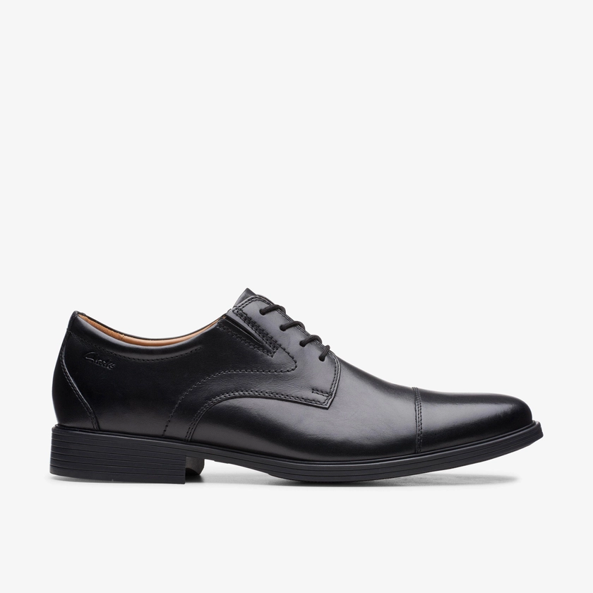 MENS Whiddon Cap Black Leather Oxford Shoes | Clarks US