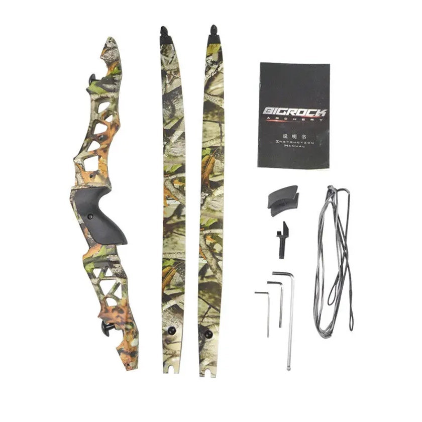 JUNXING F166 Bow 64" ILF Recurve Bow 30-60lbs Takedown 21" Bow Riser Archery Hunting Shooting