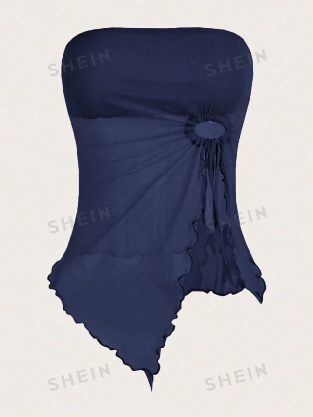 SHEIN ICON Asymmetrical Hem Women'S Strapless Top | SHEIN USA