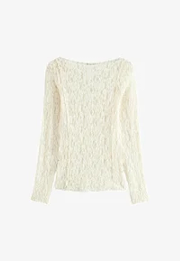 Next SLASH NECK LONG SLEEVE LACE TOP. - REGULAR FIT - Blouse - ecru/beige - Zalando.nl