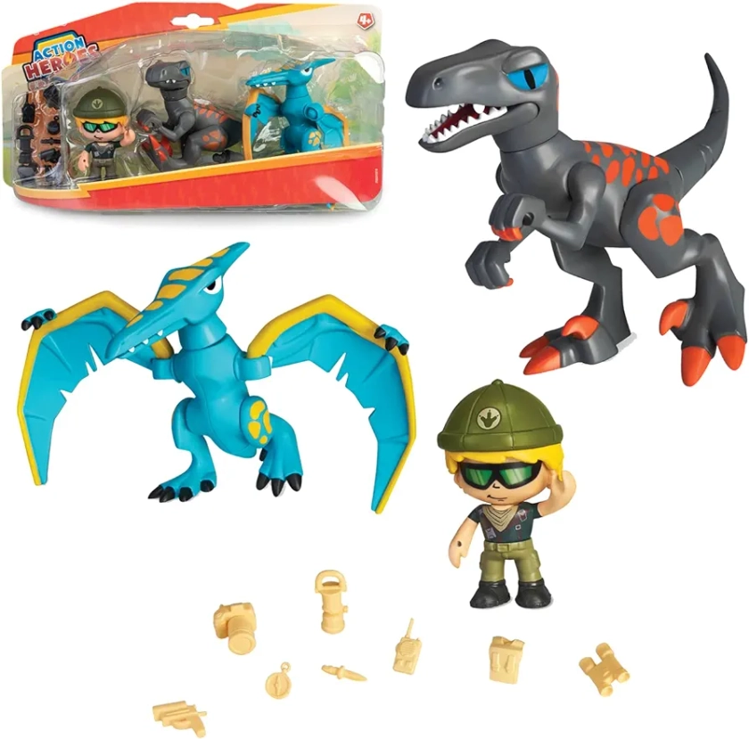 Action Heroes Dino Pack, mix and match figures, dinosaur toys for kids 4 years and over