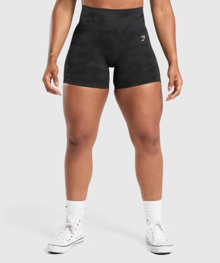 Gymshark Adapt Camo Seamless Shorts - Black/Asphalt Grey