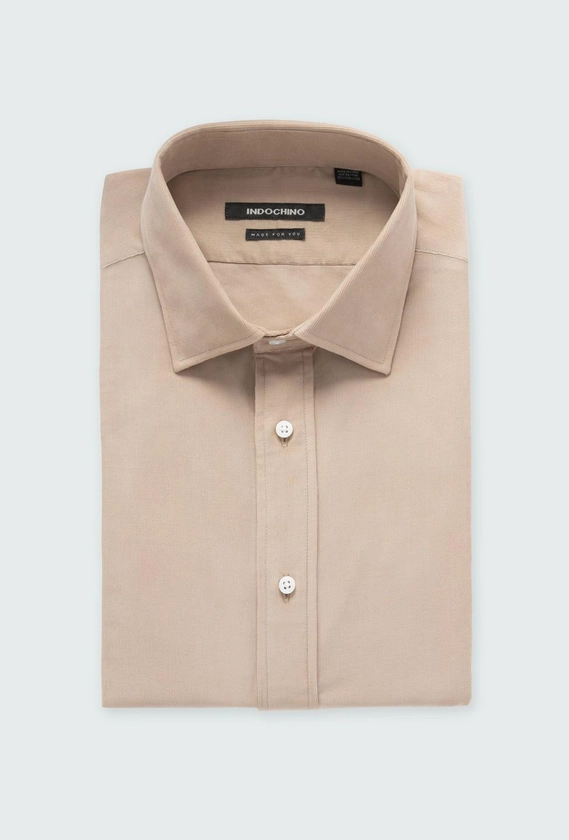 Men's Custom Shirts - Fairwood Corduroy Light Camel Shirt | INDOCHINO