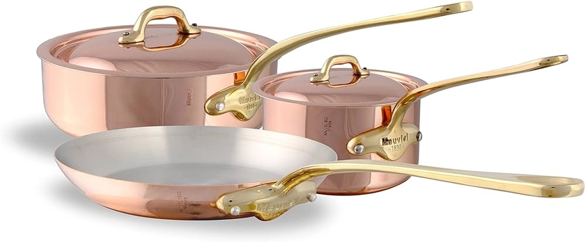Mauviel M'150 B 1.5mm Polished Copper & Stainless Steel 5-Piece Cookware Set With Brass Handles, Made In France: Buy Online at Best Price in UAE - Amazon.ae