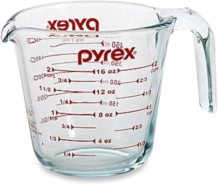 Amazon.com: Pyrex Prepware 6001075 Measuring Cup, Red Graphics, Clear : Casa