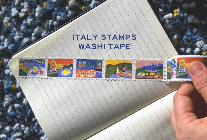 Stamps Washi Tape ITALY POSTCARDS 5 Original Illustrations - Etsy France