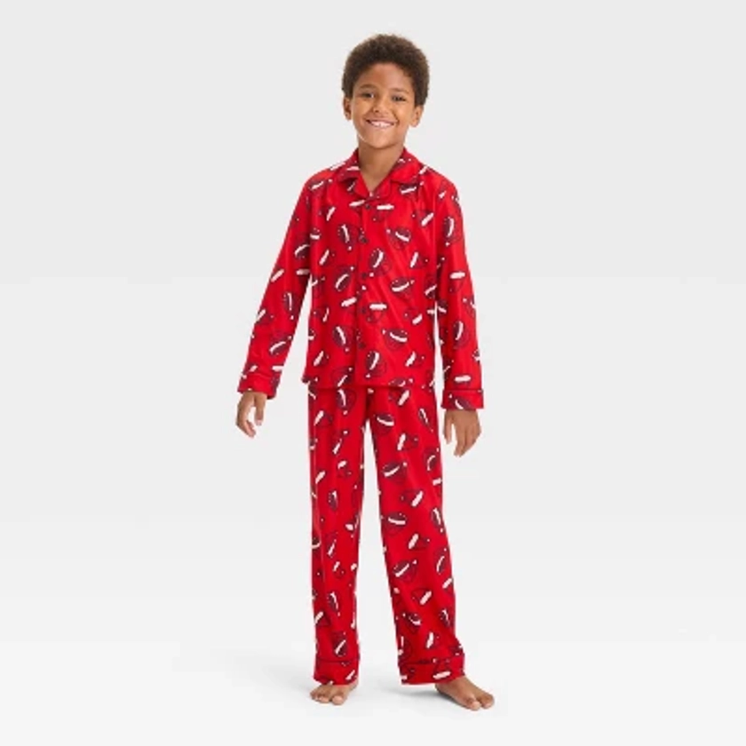 Boys' 2pc 'Santa Hat' Long Sleeve Coat Pajama Set - Cat & Jack™ Red M