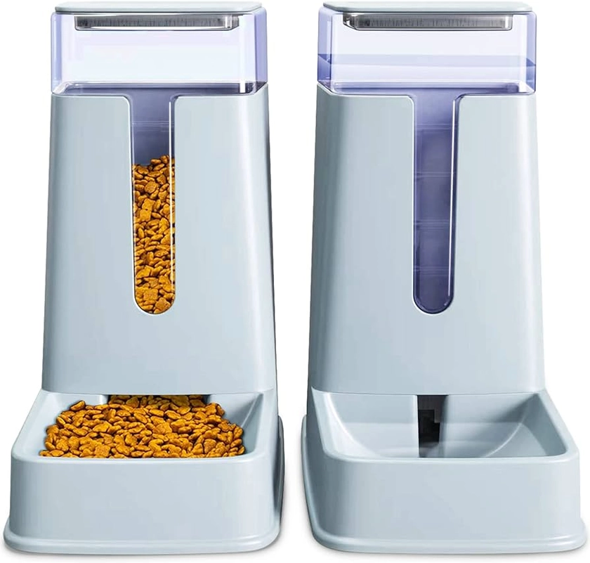 Automatic Pet Feeder Small&Medium Pets Automatic Food Feeder and Waterer Set 3.8L, Travel Supply Feeder and Water Dispenser for Dogs Cats Pets Animals (light gray) : Amazon.co.uk: Pet Supplies