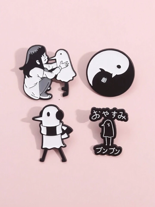 4 piezas Insignias de esmalte lindas personalizadas, broches de anime japonés, insignias de solapa, joyas de dibujos animados, regalo para fanáticos y amigos