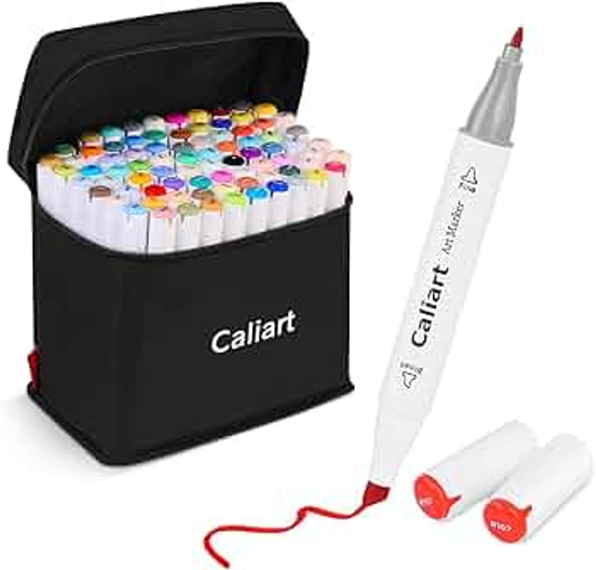 Caliart 81 Colors Alcohol Based Markers, Easter Basket Stuffers for Teens, Gifts for Teen Gifts Trendy Stuff, Dual Tip Permanent Artist Art Sketch Markers for Adults Coloring