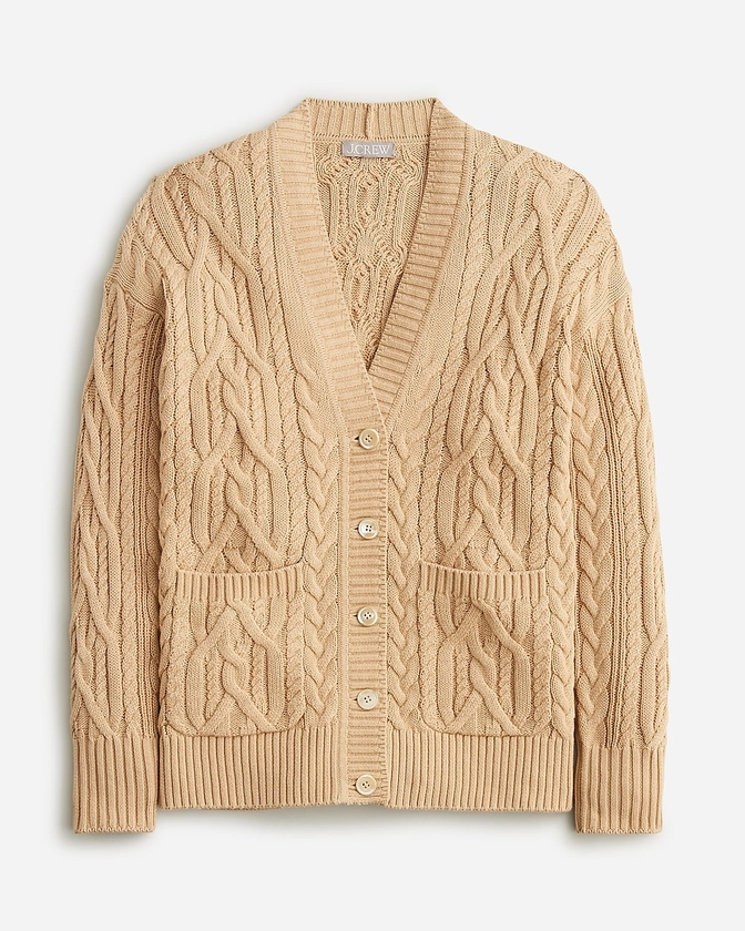 Cable-knit cardigan sweater