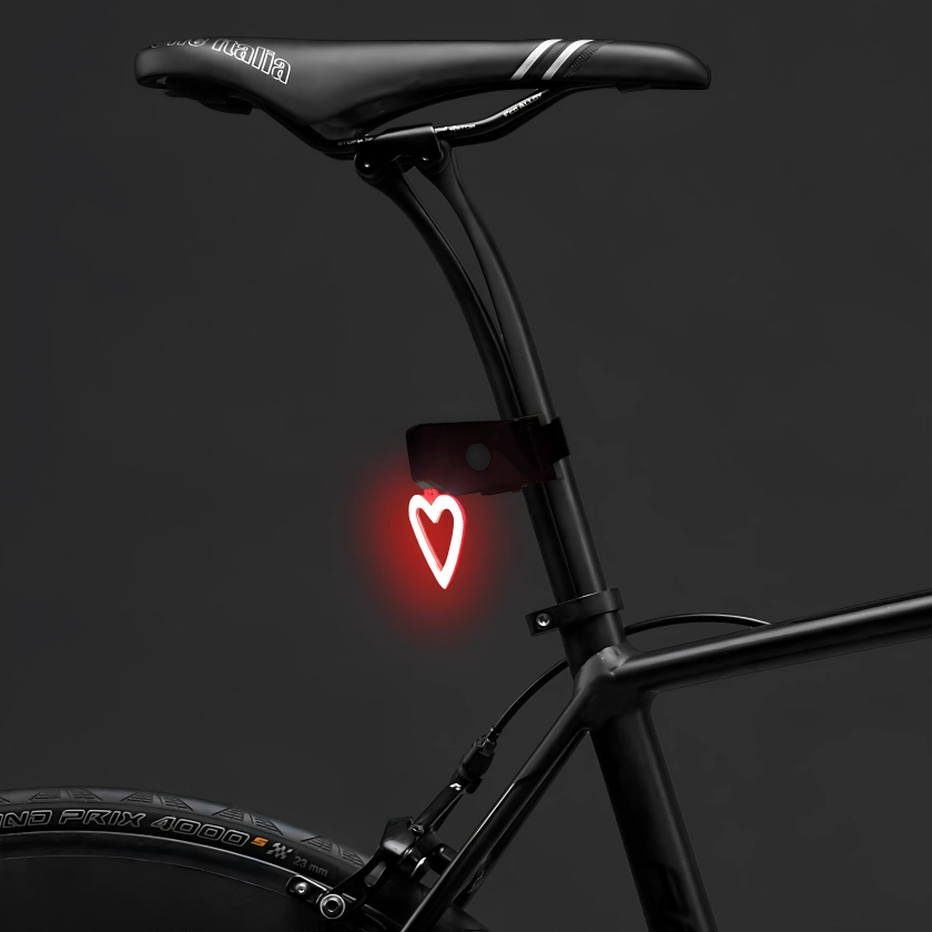 Cyclamore Heart-Shaped LED Tail Light for Bikes | Waterproof & Rechargeable
