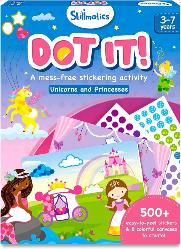 Skillmatics Art Activity - Dot It Unicorns & Princesses, Stocking Stuffers, No Mess Sticker Art for Kids, Craft Kits, DIY Activity, Christmas Gifts for Boys & Girls Ages 3, 4, 5, 6, 7 : Amazon.co.uk: Toys & Games