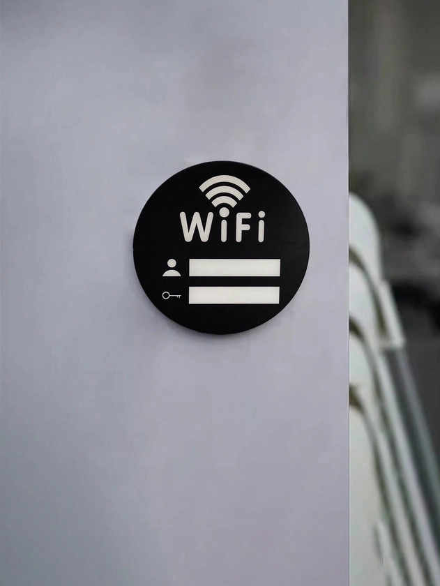 Wifi Wireless Network Sign & Password Plate, Wifi Logo Sticker Wall Decal With Whiteboard Pen 1 Set