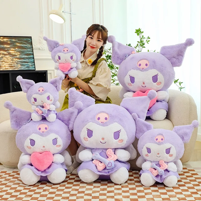 MINISO-Peluche Sanurgente Purple Love Kuromi, dessin animé beurre, jouet doux et mignon, oreiller et coussin, grande taille, cadeau pour enfant - AliExpress