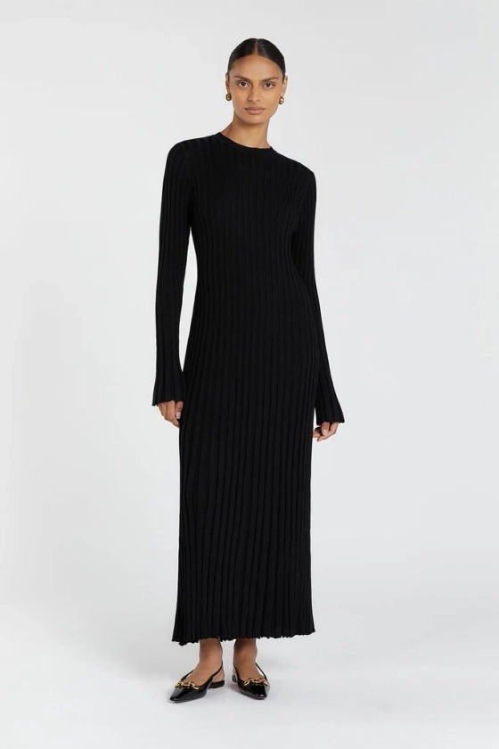 ADA BLACK LONG SLEEVE MIDI DRESS