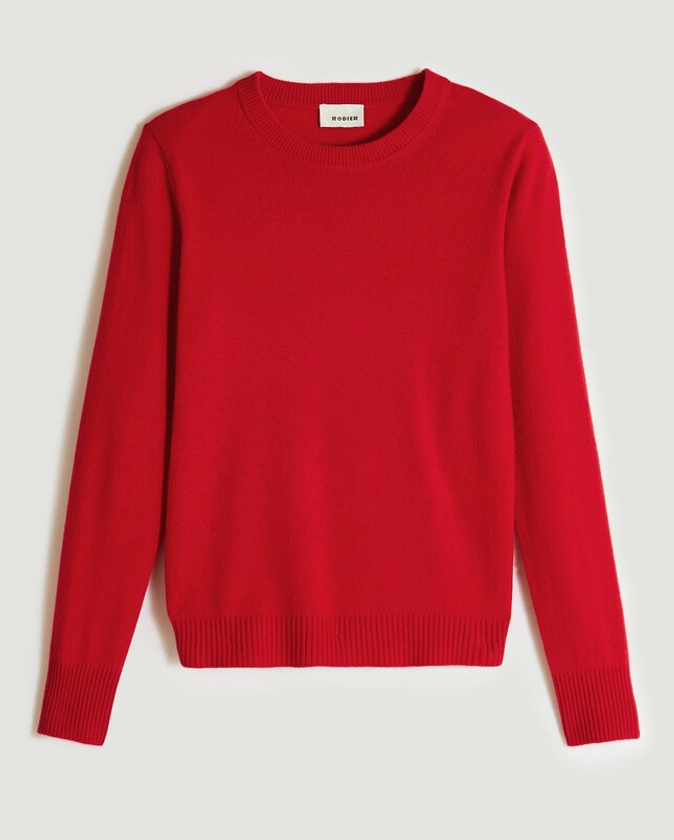 Pull col rond cachemire , rouge vermillon - RODIER