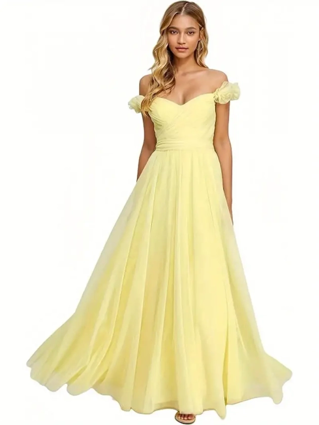 Shoulder Dresses Women Formal Bridesmaid Dresses Sweetheart - Temu