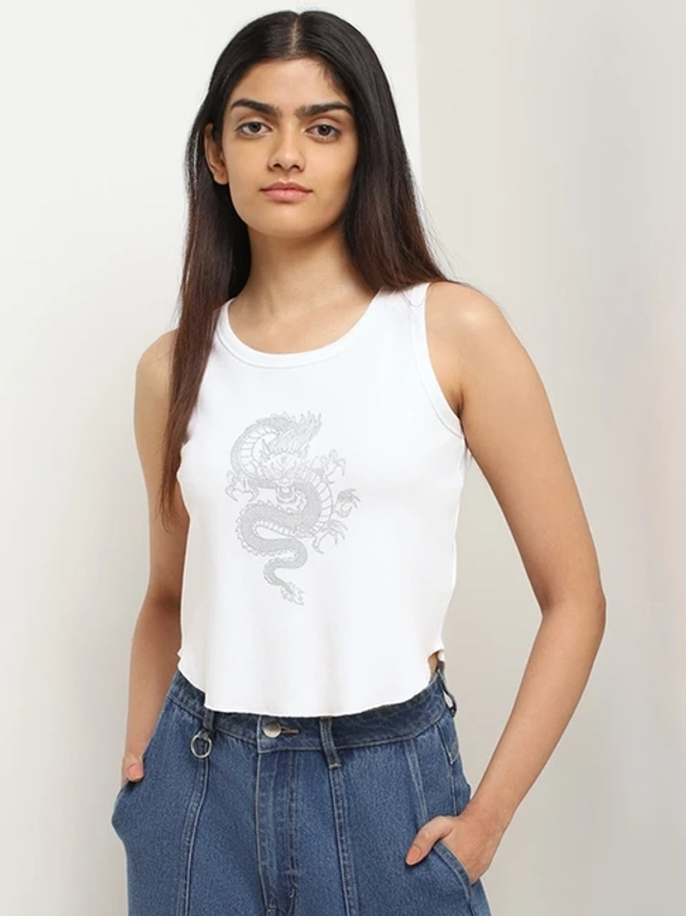 Nuon by Westside White Printed Top