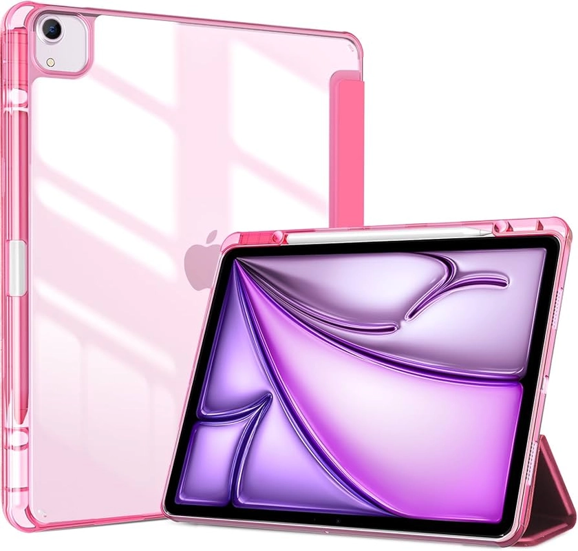 ProCase for iPad Air 13 Inch Case with Pencil Holder 2024 M2 & iPad Pro 12.9 6th/5th/4th/3rd Case, 2024 iPad Air 13 Case, 13" iPad Air 2024 Cover -Melonpink