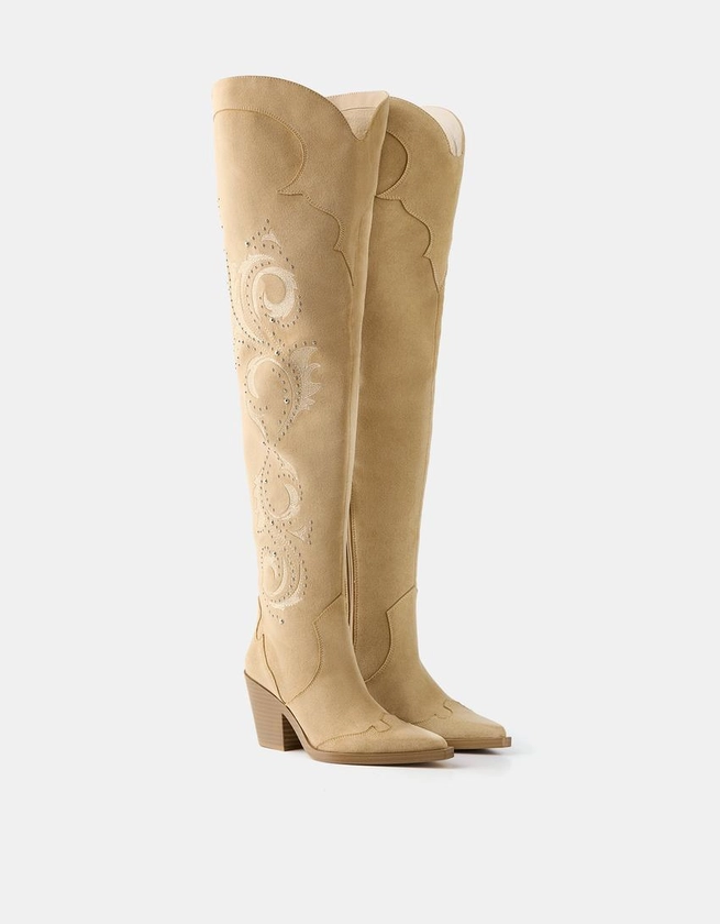 Bottes hautes talon cowboy - Femme