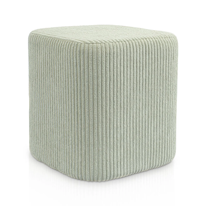 Pouf velours côtelé 'Cleo' couleur vert d'eau