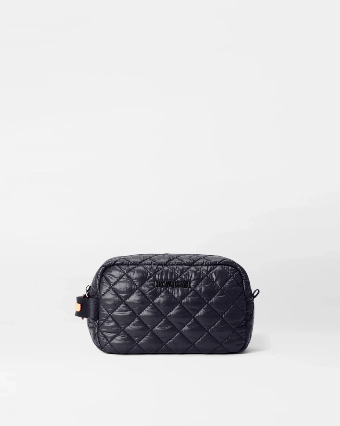 Small Metro Quilted Makeup Bag in Black | MZ Wallace