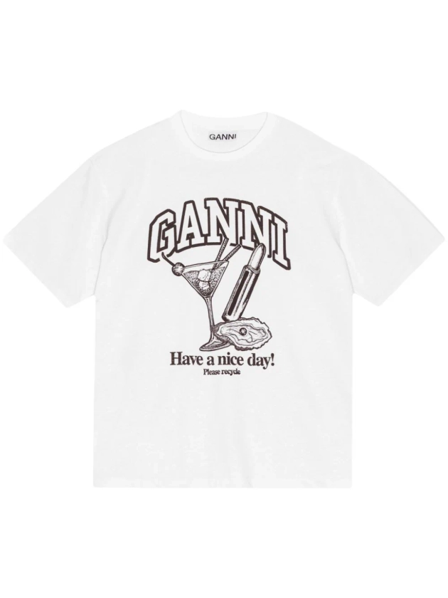 GANNI Cocktail-print T-shirt - Farfetch