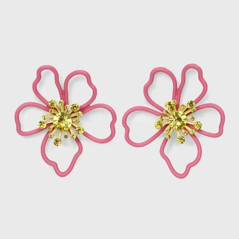 Wired Flower Stud with Stone Center Earrings - A New Day™