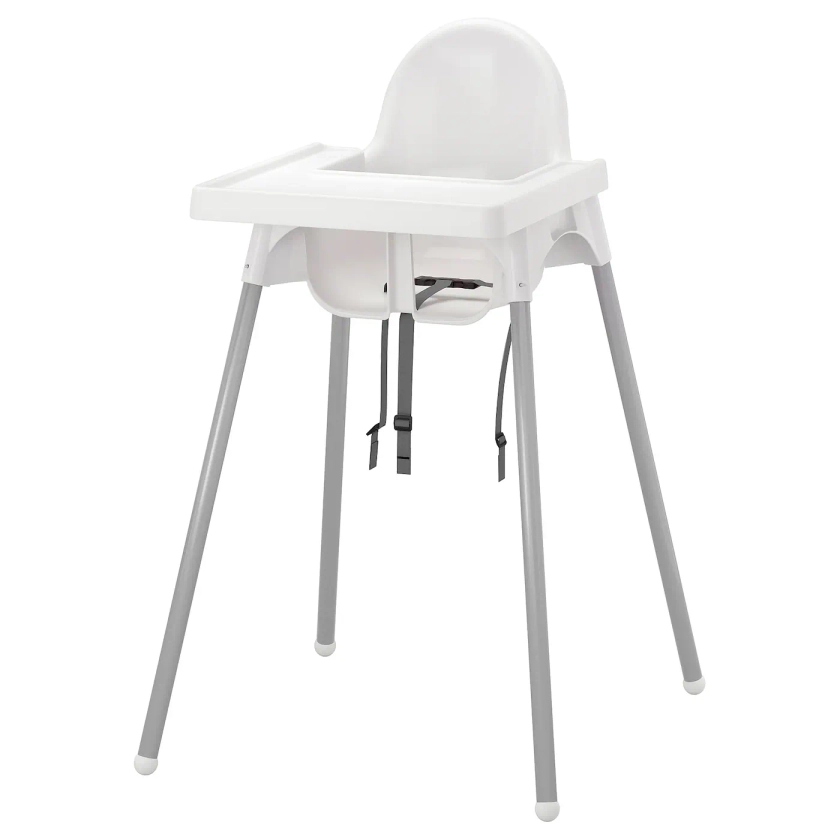 ANTILOP high chair with tray, white/silver color - IKEA