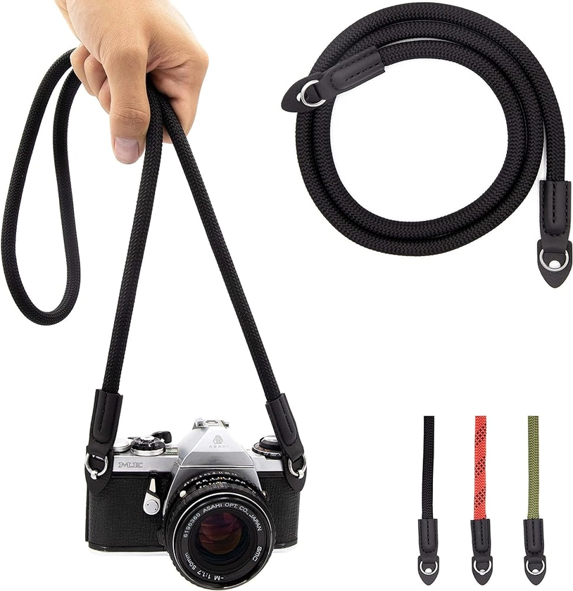 LENS-AID Bandoulière en corde, Courroie de cou pour appareil photo, idéale pour les caméras -100 cm : Amazon.fr: High-Tech