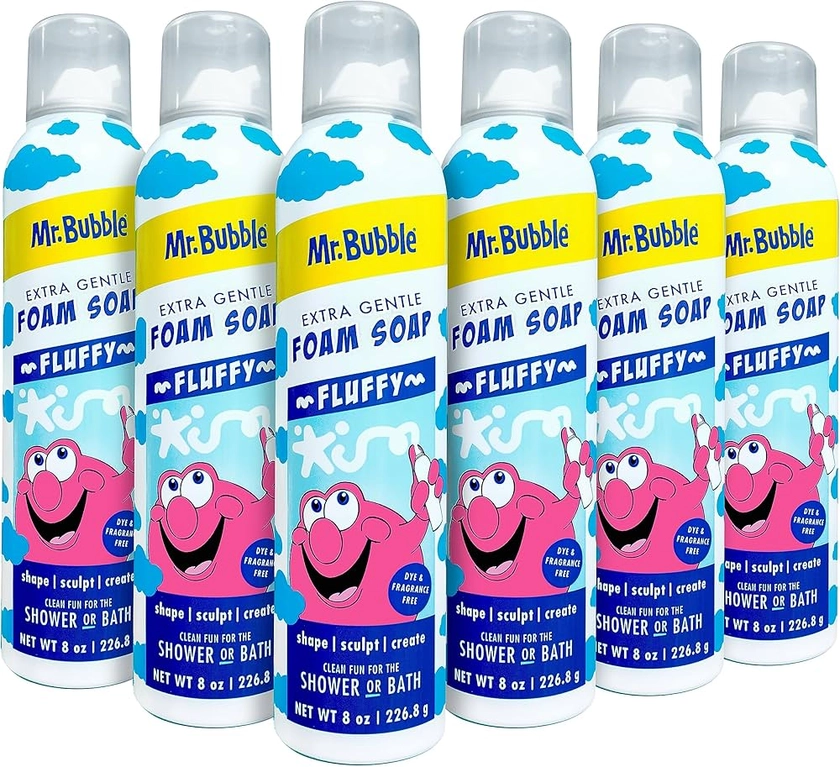 Mr. Bubble Extra Gentle Foam Soap - Fragrance Free Kids Hand and Body Wash 8OZ, Pack of 6