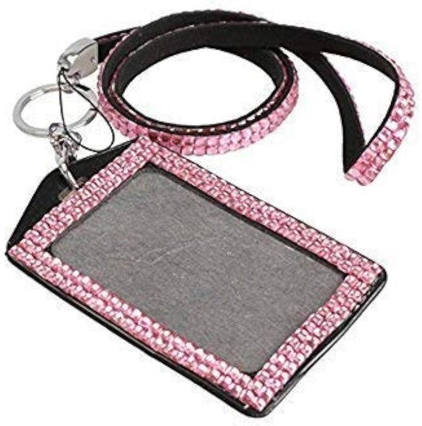 Rhinestone Crystal Sparkly Lanyard and ID Badge Holder for Photo ID Cards (Pink) : Amazon.co.uk: Stationery & Office Supplies
