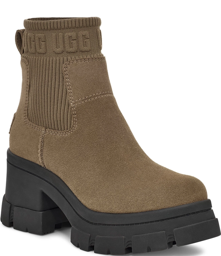 UGG Brooklyn Waterproof Suede Platform Lug Sole Chelsea Booties | Dillard's