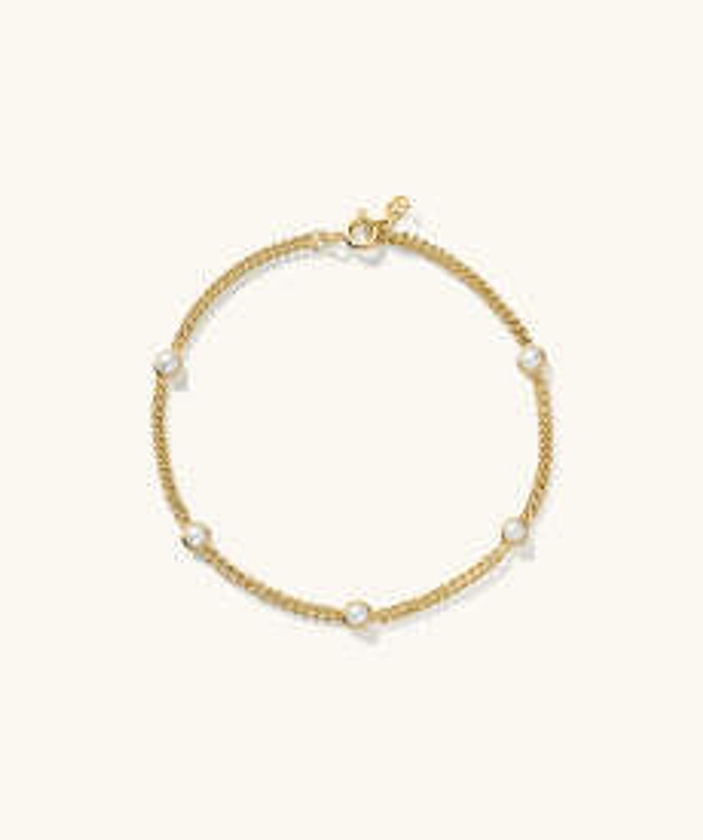 Pearl Curb Chain Bracelet 
