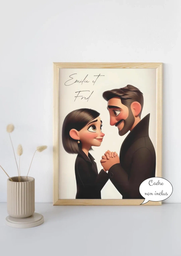 Afiiche inspiration cartoon portrait personnalisé, idéal cadeau, anniversaires, fête des pères, saint valentin, idéal cadeau, cadeau - Etsy France