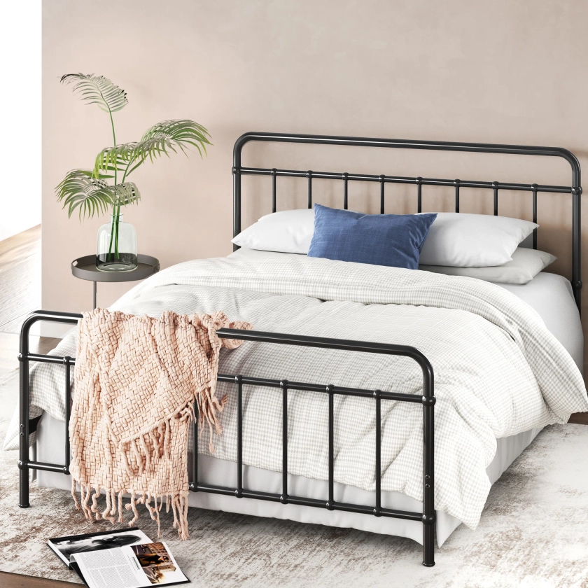 Farnham Farmhouse Metal Bed Frame with Headboard