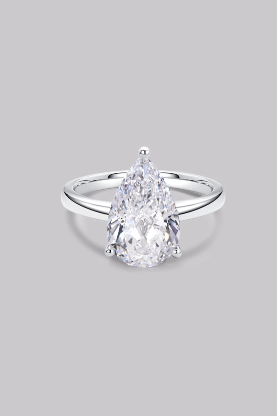 Bague Solitaire Poire (3ct) Or 18 Carats