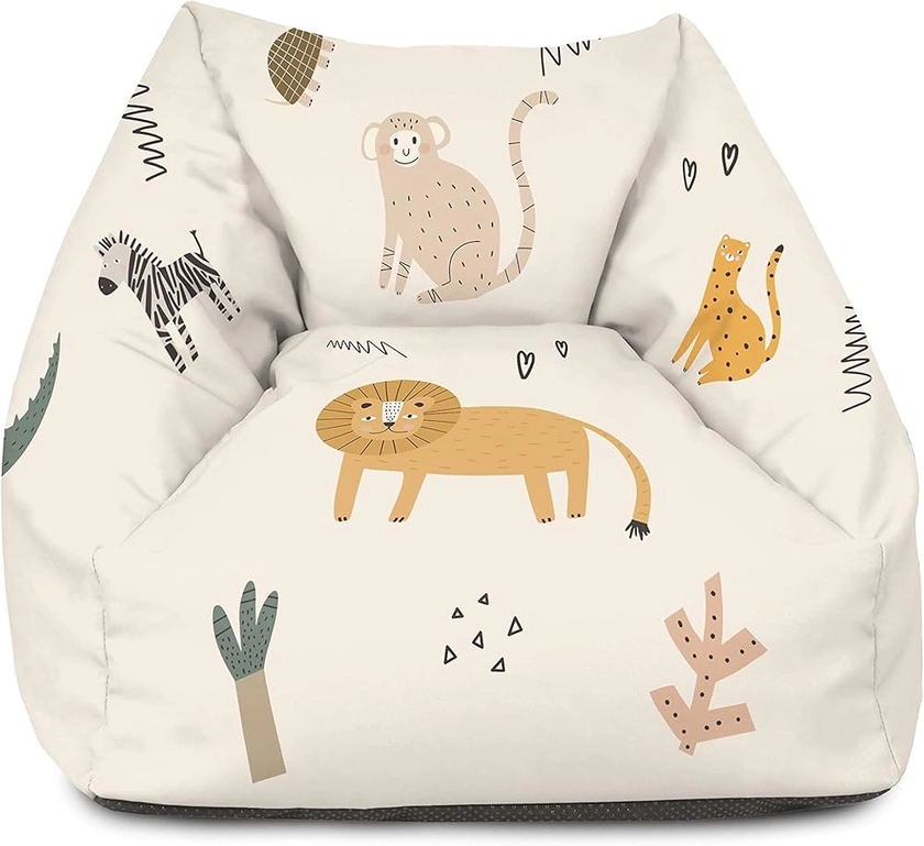 rucomfy Beanbags Snuggle Kids Bean Bag Chair - Toddler Armchair Beanbag Seat - Childrens Bedroom Furniture for Boys and Girls - Arrives with Filling - 50 x 46 x 48cm (Safari Friends, Beanbag Only)